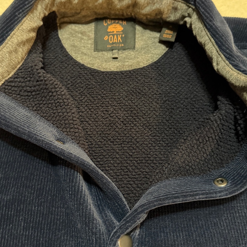 Copper Oak Men's Navy Blue Corduroy Fleece Jacket M, L NWT - Picture 11 of 13